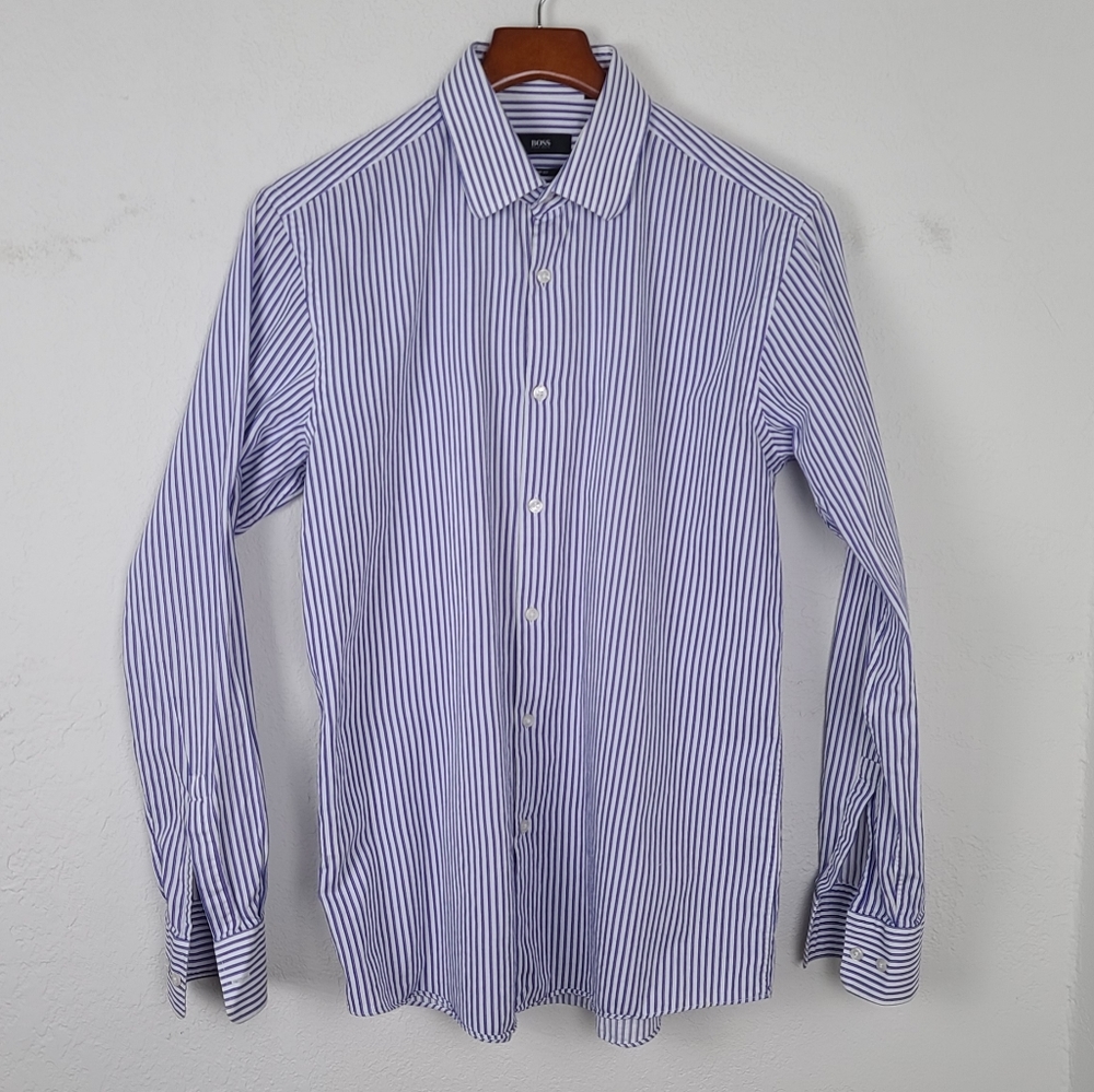Hugo Boss Sharp Fit Blue and Purple Stripped Top